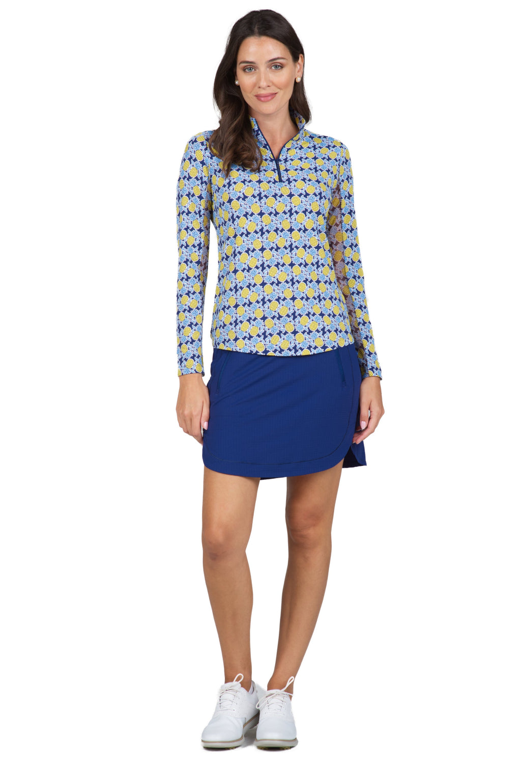 Chantal Print Long Sleeve Mock Neck Top – 10540
