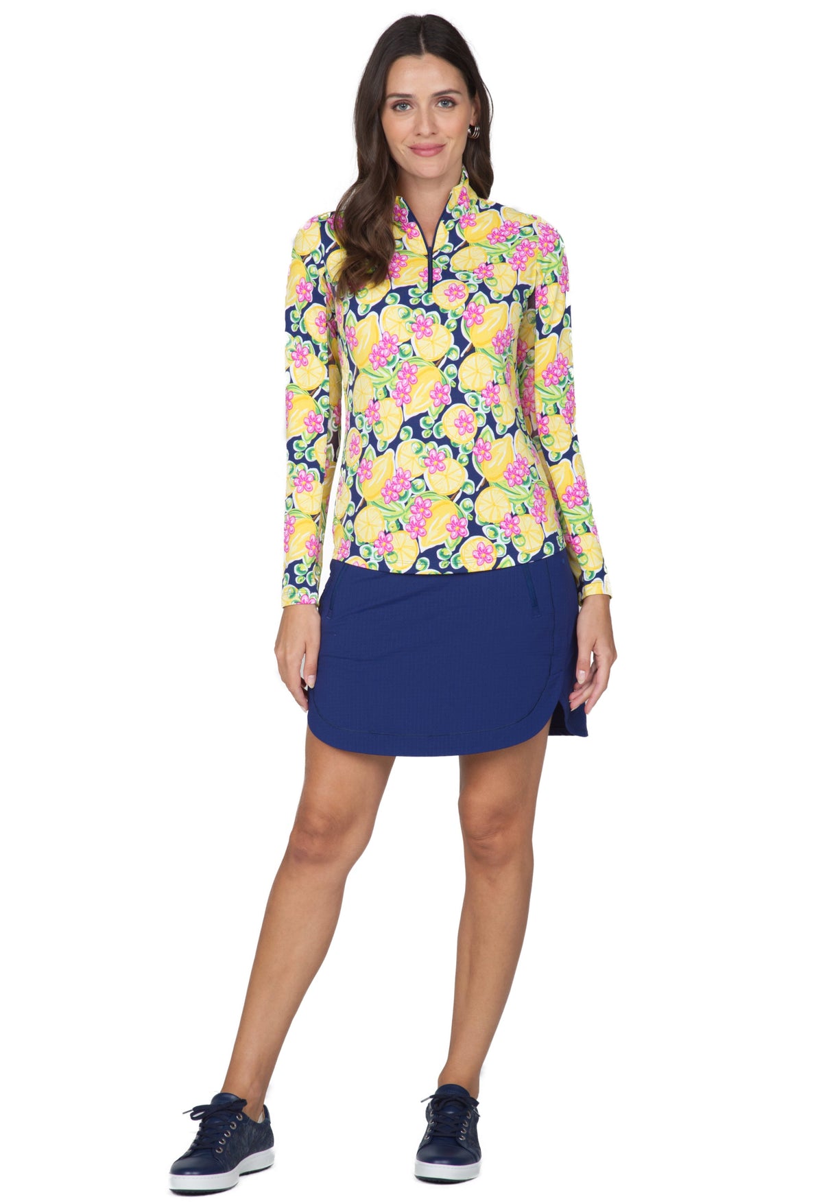 Calista Print Long Sleeve Mock Neck Top – 10652