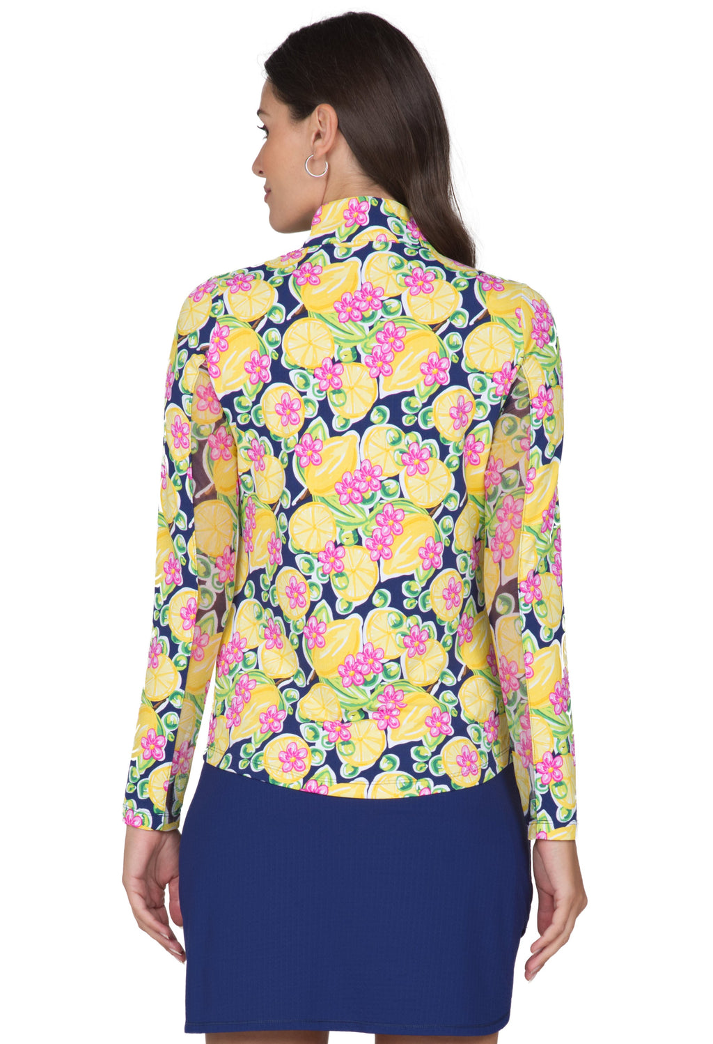Calista Print Long Sleeve Mock Neck Top – 10652