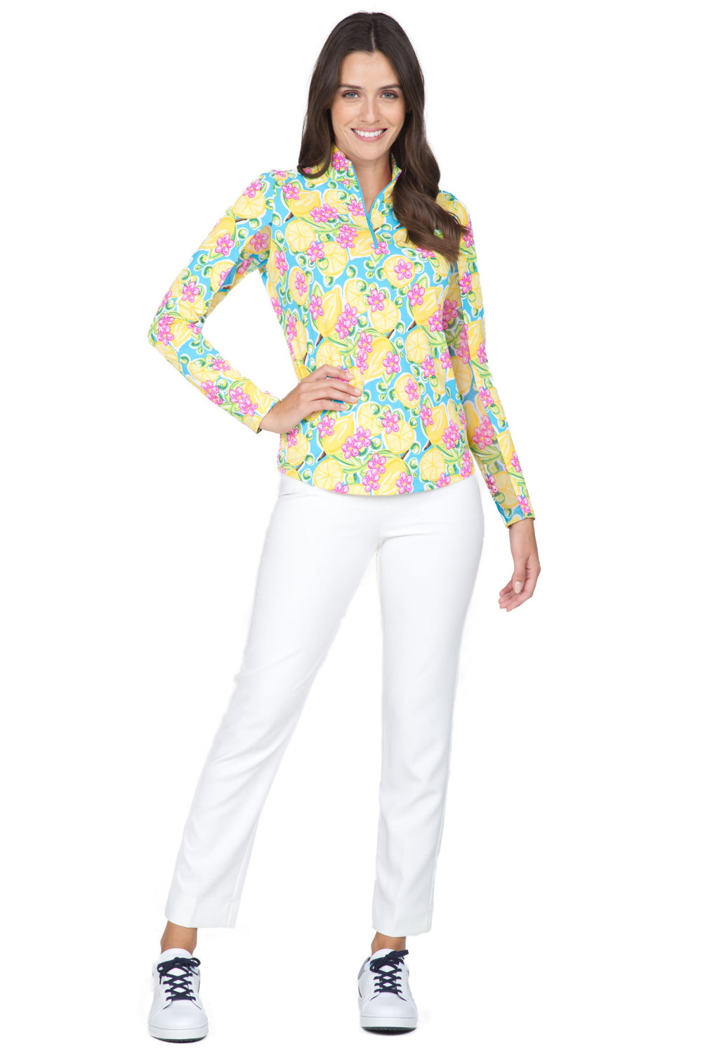 Calista Print Long Sleeve Mock Neck Top – 10652
