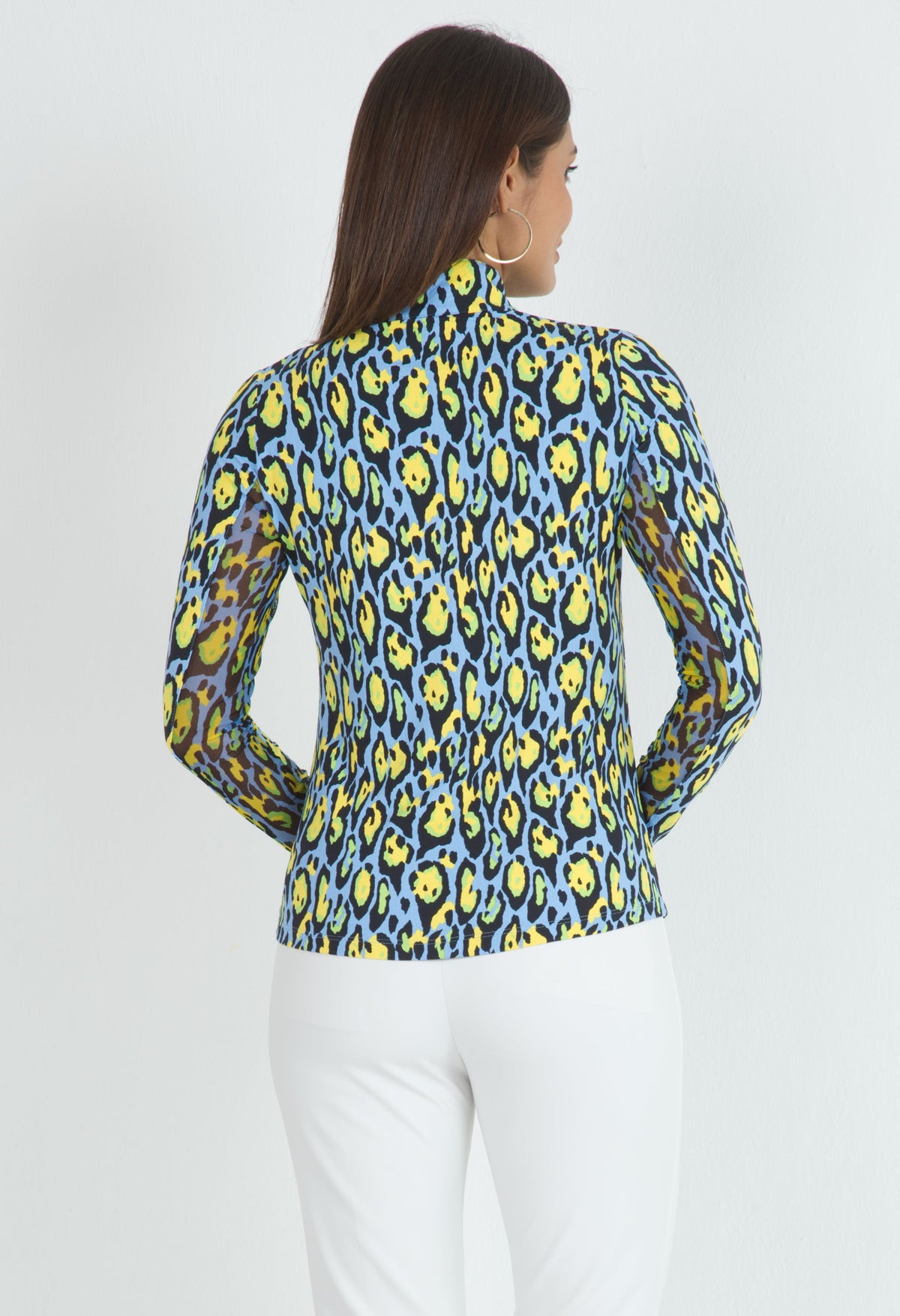Gemma Print Long Sleeve Mock Neck Top – 10758
